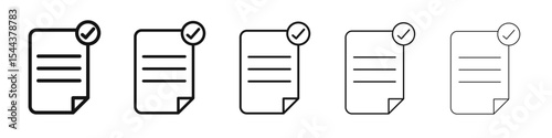 Document accept icon vector outline set illustration sign