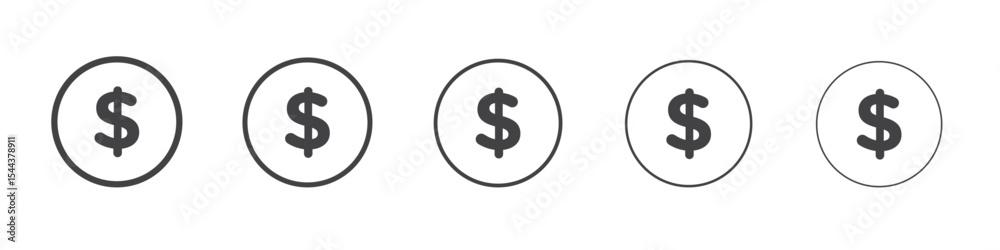 Dollar icon vector outline set illustration sign Dollar icon vector outline set illustration sign