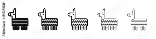 Donkey pinata icon vector outline set illustration sign