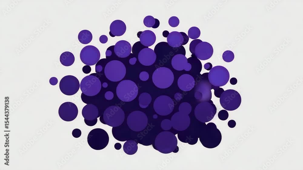 Purple bubbles gather together in a cluster.