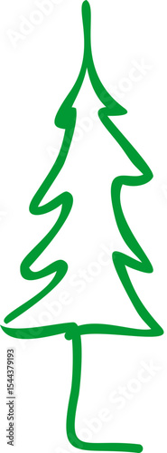 Christmas Tree Illustration, Abstract Sketch Style