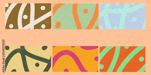 Various kinds of trendy vintage abstract backgrounds with beautiful, soft, colorful curves on each background, suitable for event banners, posters and vintage-themed decorations