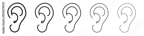 Ear icon vector outline set illustration sign
