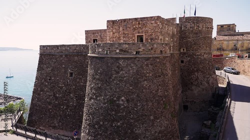 Murat Castle standing tall on the coast of Pizzo, Calabria, with the Tyrrhenian Sea in the background