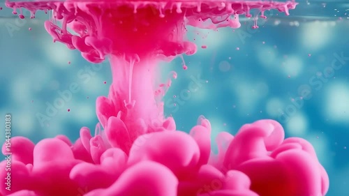 Colorful Pink Ink Cloud Expanding in Water with Dynamic Movement and Vivid Colors