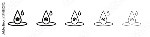Essentials oil drop icon vector outline set illustration sign
