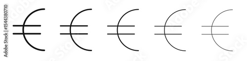 Euro icon vector outline set illustration sign