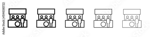 exhibition stand booth icon vector outline set illustration sign