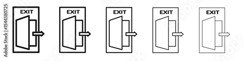 exit door icon vector outline set illustration sign