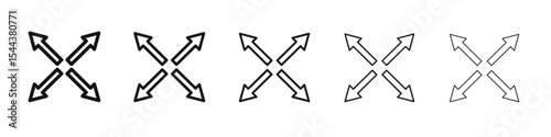 Expand icon vector outline set illustration sign