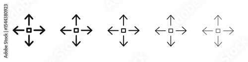 Expand icon vector outline set illustration sign
