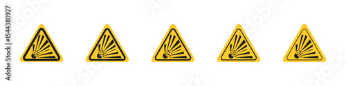 Explosive materials hazard sign vector outline set illustration sign