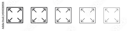Expand icon vector outline set illustration sign