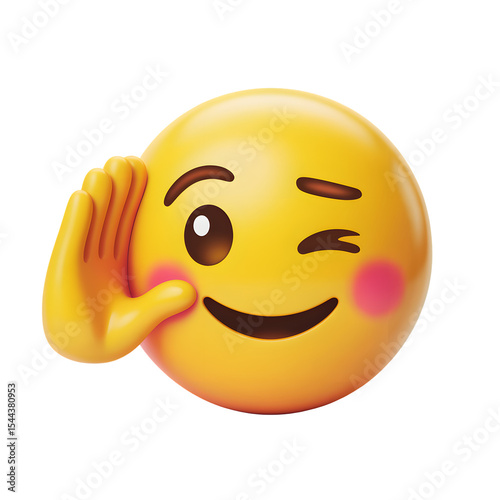 3d Playful Salute Emoji icon with Sassy Wink isolated on transparent background. 3d rendering Cartoon plastic style. PNG file, cut out
