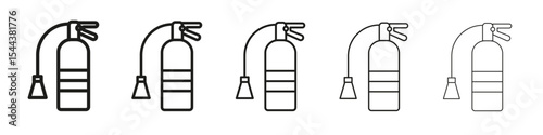 Fire extinguisher icon vector outline set illustration sign