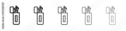 fire lighter icon vector outline set illustration sign