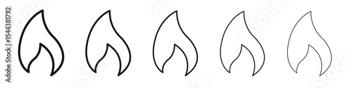 Fire icon vector outline set illustration sign