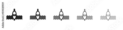 Fishing float in water icon vector outline set illustration sign