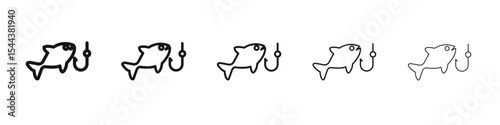 Fishing icon vector outline set illustration sign