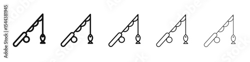 fishing rod icon vector outline set illustration sign