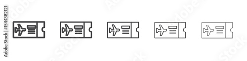 Flight tickets icon vector outline set illustration sign