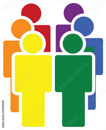 Multi ethnic lgbtq Group of People icon in rainbow colour. Fit for equality and diversity lgbtq campaign.