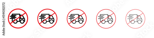 forbidden fast truck icon vector outline set illustration sign