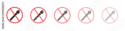 Forbidden matches icon vector outline set illustration sign