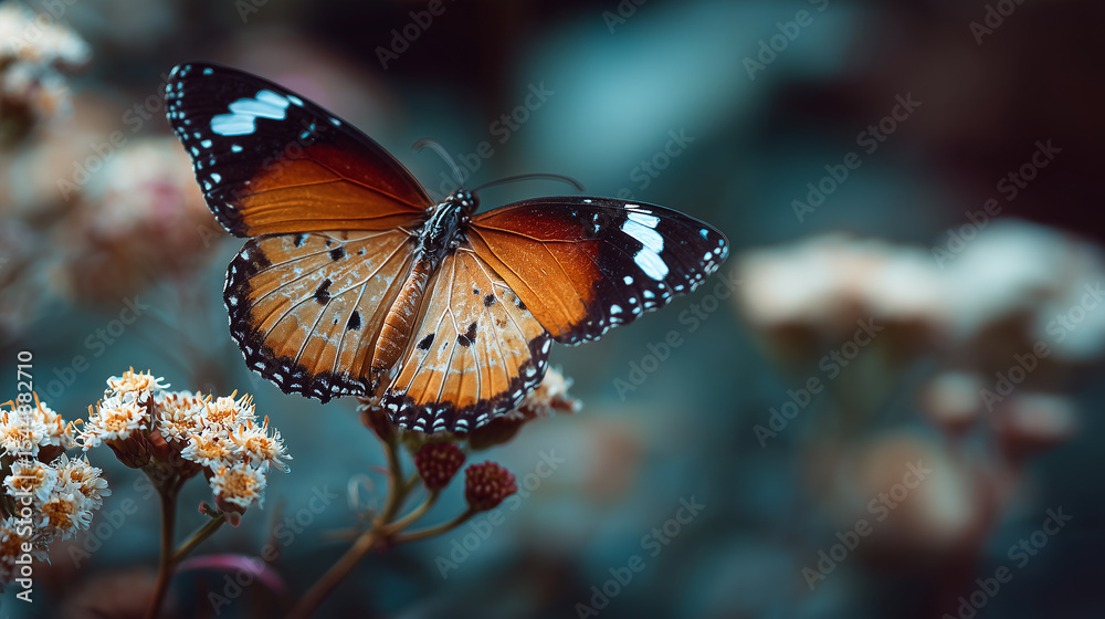 Obraz premium Close-up of butterfly resting on flower