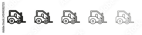 Forklift icon vector outline set illustration sign