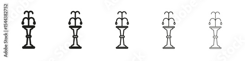 fountain with water splashing icon vector outline set illustration sign