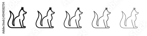 Fox icon vector outline set illustration sign