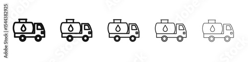 Fuel truck icon vector outline set illustration sign