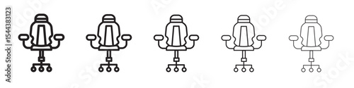 Gaming chair icon vector outline set illustration sign