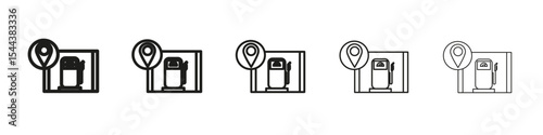 Gas station icon vector outline set illustration sign