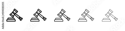 Gavel icon vector outline set illustration sign