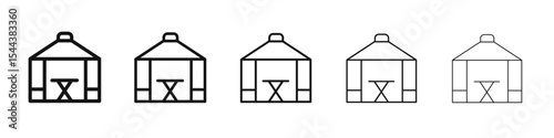 Gazebo icon vector outline set illustration sign