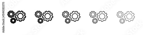 Gears icon vector outline set illustration sign