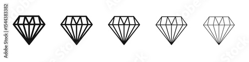 Gem icon vector outline set illustration sign