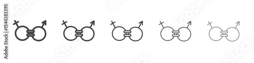 Gender equality icon vector outline set illustration sign