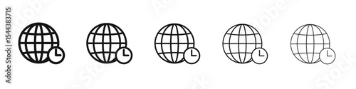 global world time zones icon vector outline set illustration sign