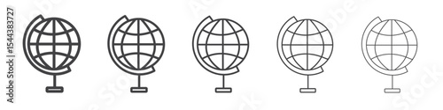 Globe icon vector outline set illustration sign