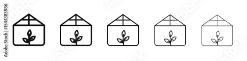 Greenhouse icon vector outline set illustration sign