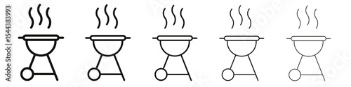 Grill icon vector outline set illustration sign