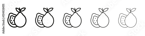 Guava icon vector outline set illustration sign