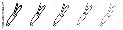 Hair curler icon vector outline set illustration sign