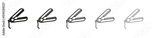 Hair straightener icon vector outline set illustration sign