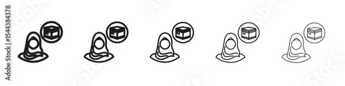 Hajj icon vector outline set illustration sign