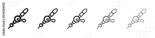 Hand drill icon vector outline set illustration sign