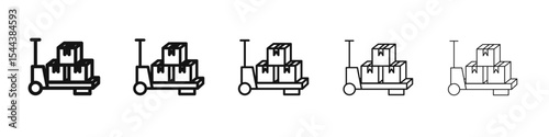 Hand pallet jack icon vector outline set illustration sign